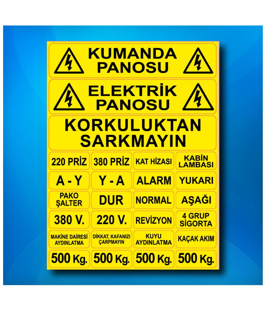 Asansör Elektrik Etiketi