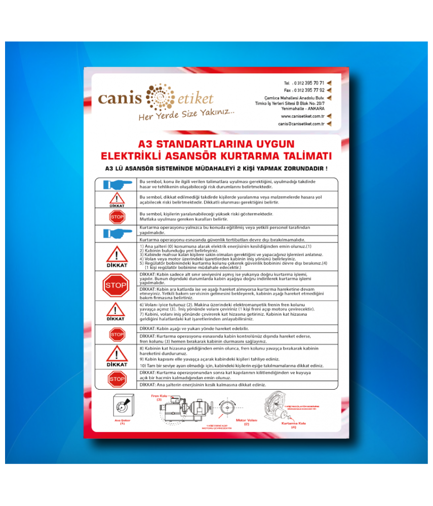 Asansör Kurtarma Talimatı Etiketi