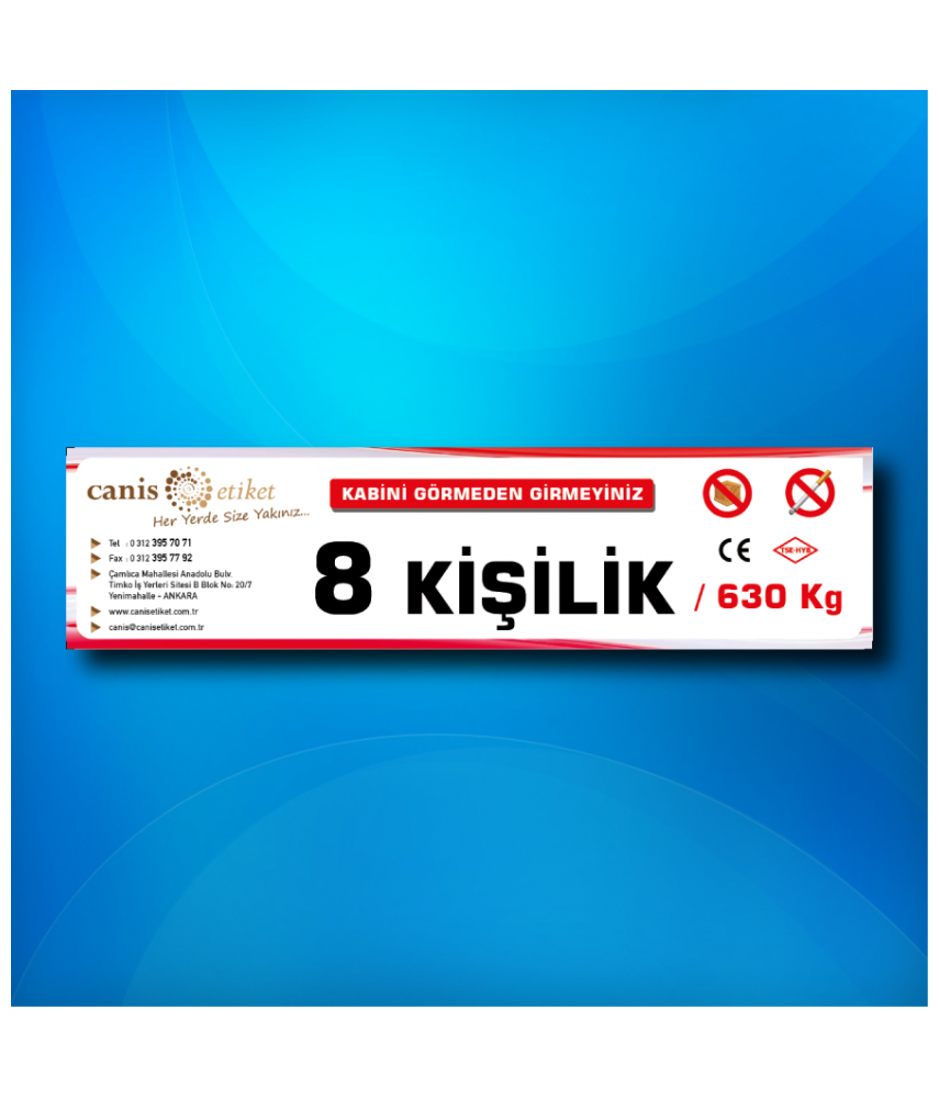 Asansör Kişi Taşıma Sınırı Etiketi