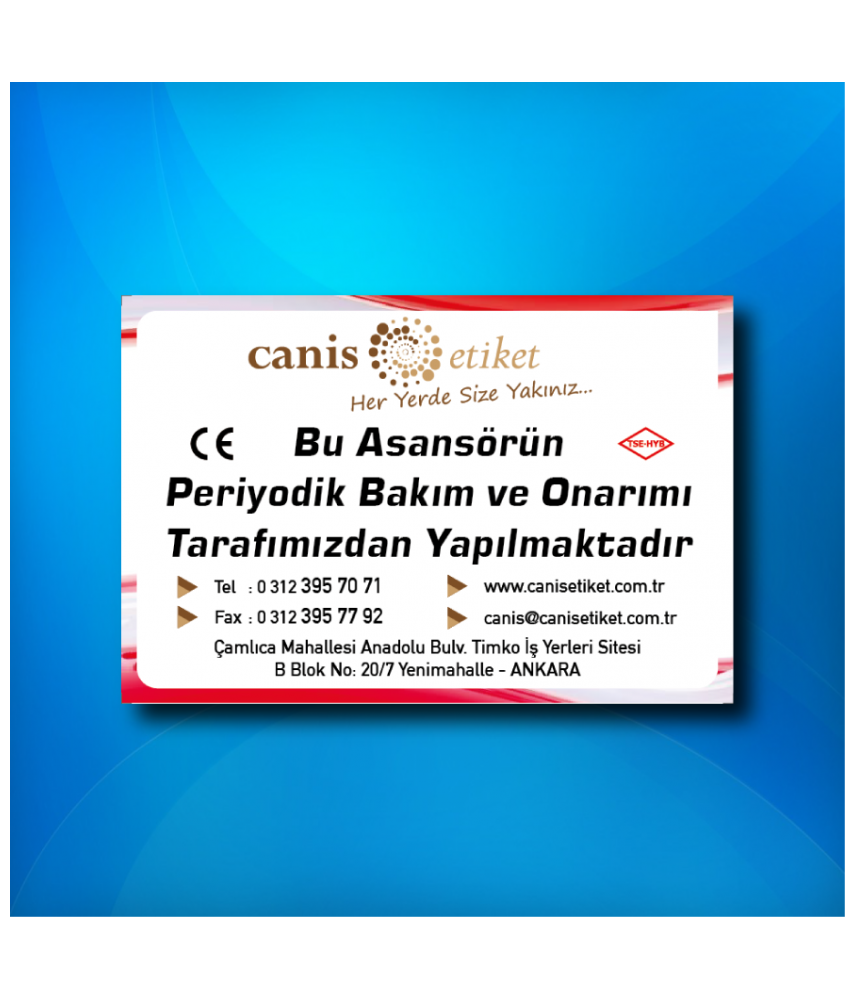 Asansör Bakım Talimatı Etiketi