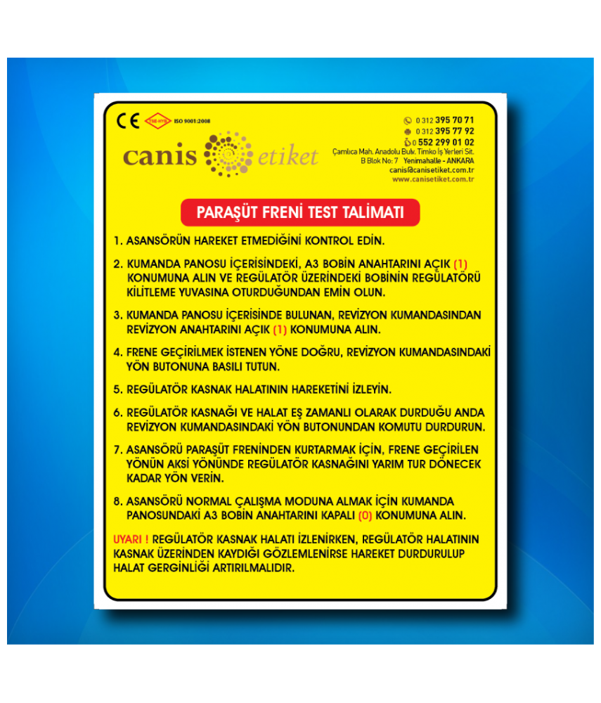 Asansör Risk Analizi Etiketi