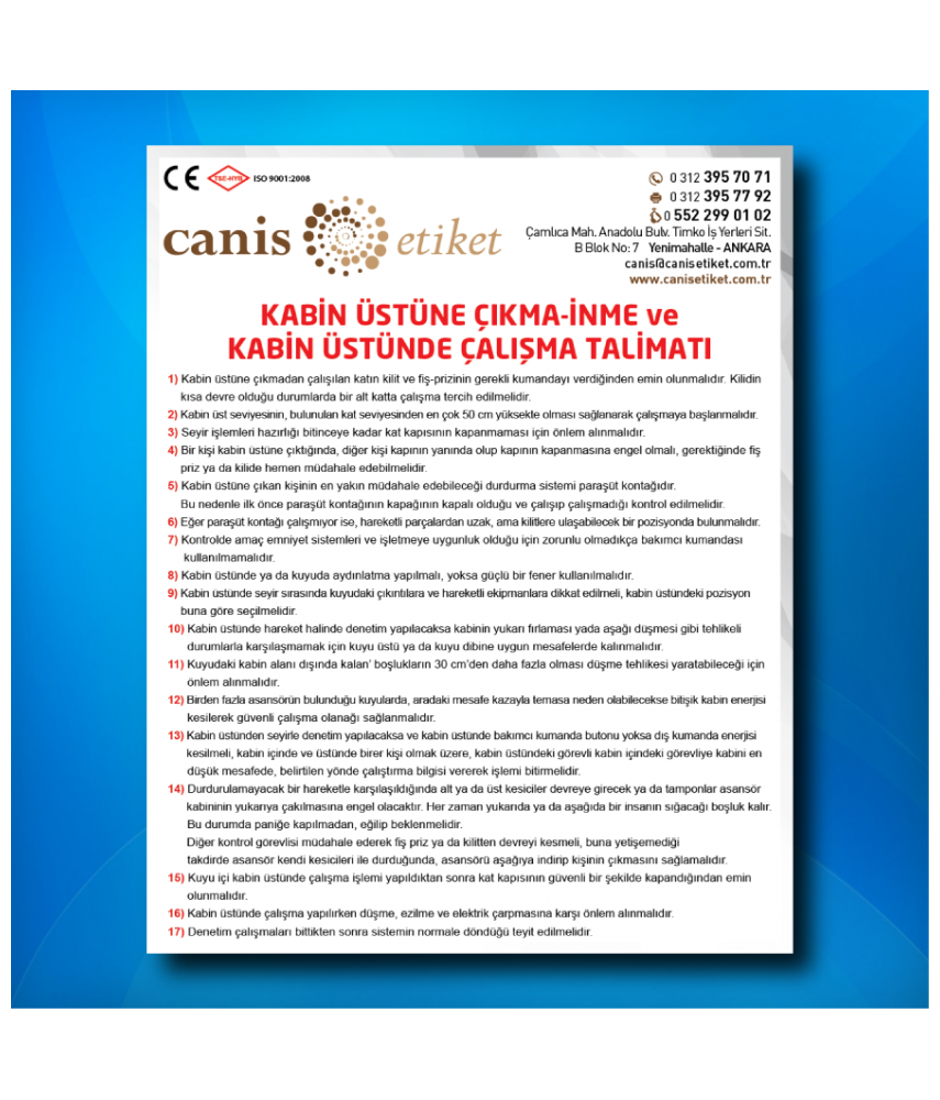 Asansör Risk Analizi Etiketi