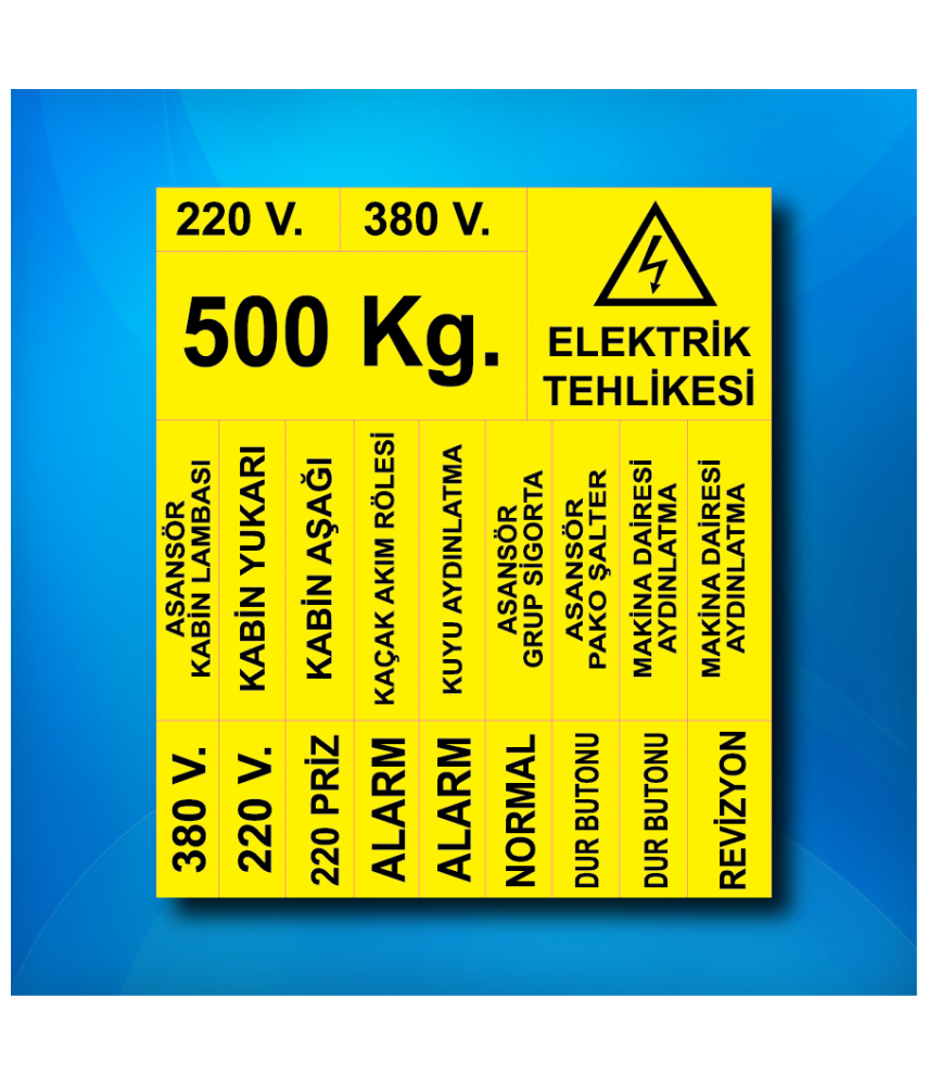 Asansör Elektrik Etiketi