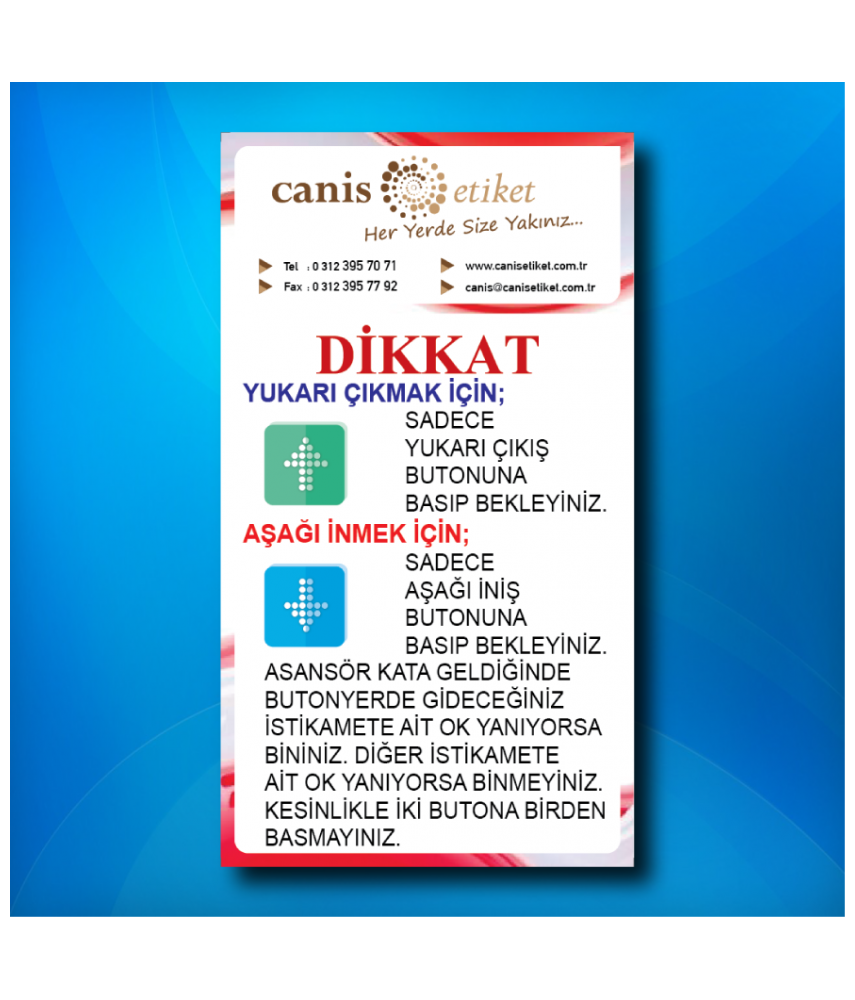 Asansör Uyarı Ve Güvenlik Etiketi
