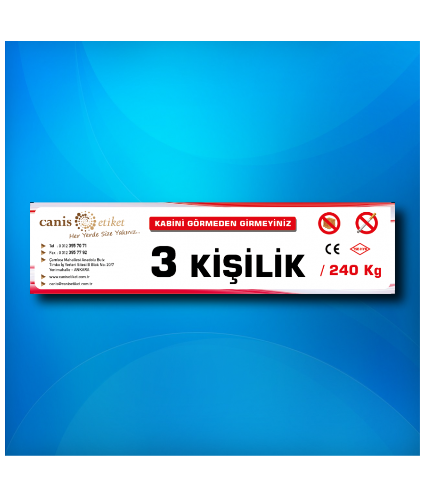 Asansör Kişi Taşıma Sınırı Etiketi