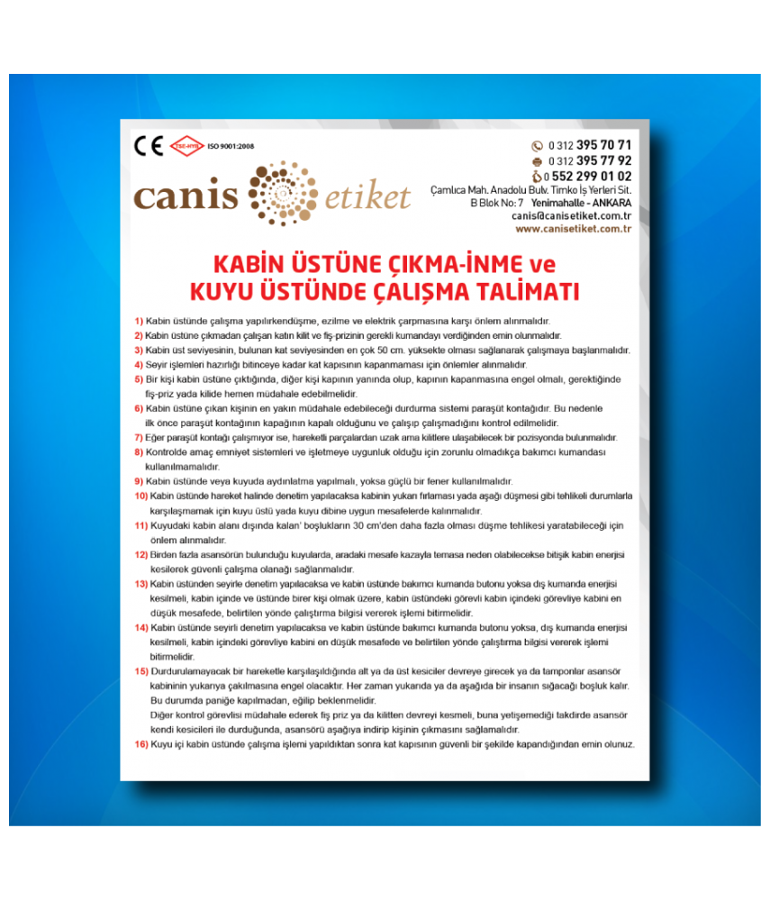 Asansör Risk Analizi Etiketi