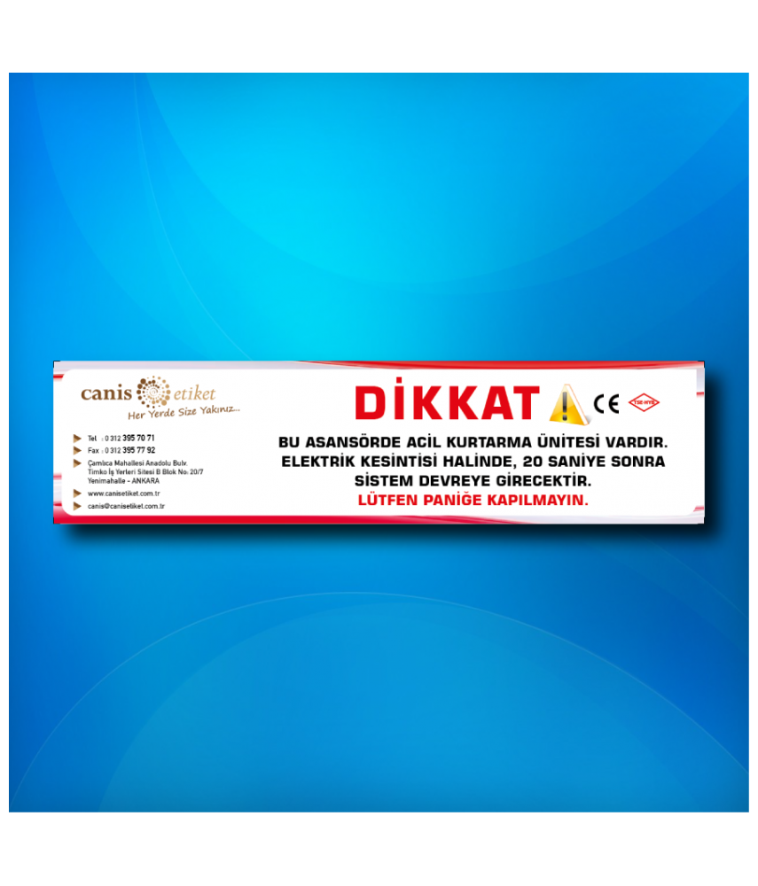 Asansör Uyarı Ve Güvenlik Etiketi