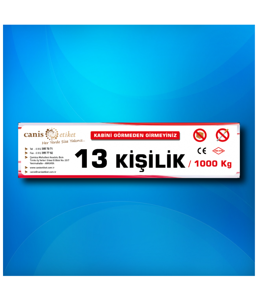 Asansör Kişi Taşıma Sınırı Etiketi