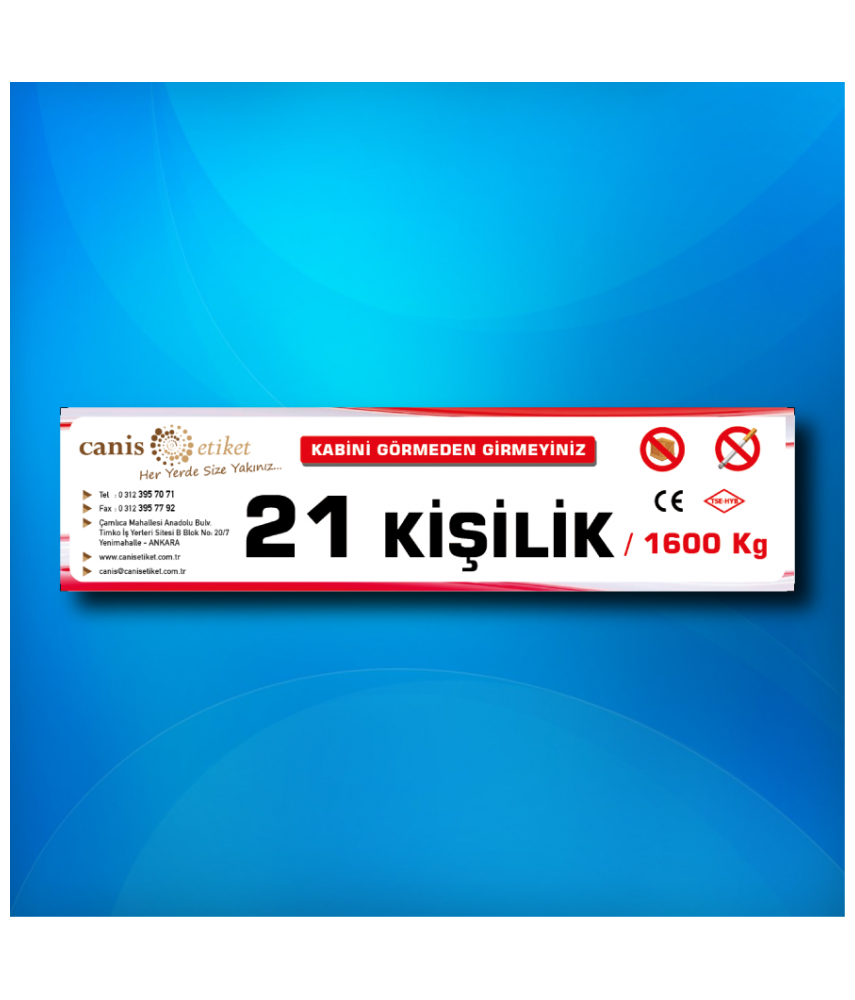 Asansör Kişi Taşıma Sınırı Etiketi