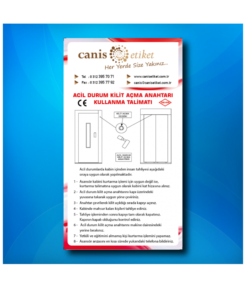 Asansör Kilit Açma Etiketi