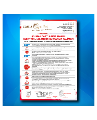 Asansör Kurtarma Talimatı Etiketi