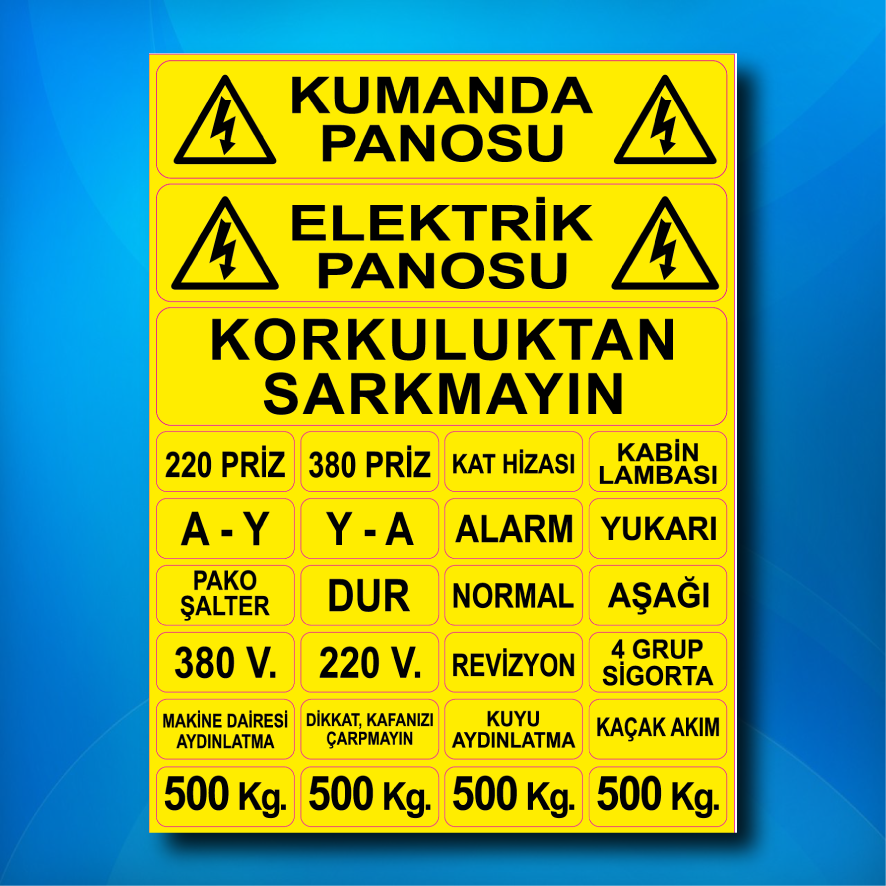 Asansör Elektrik Etiketi