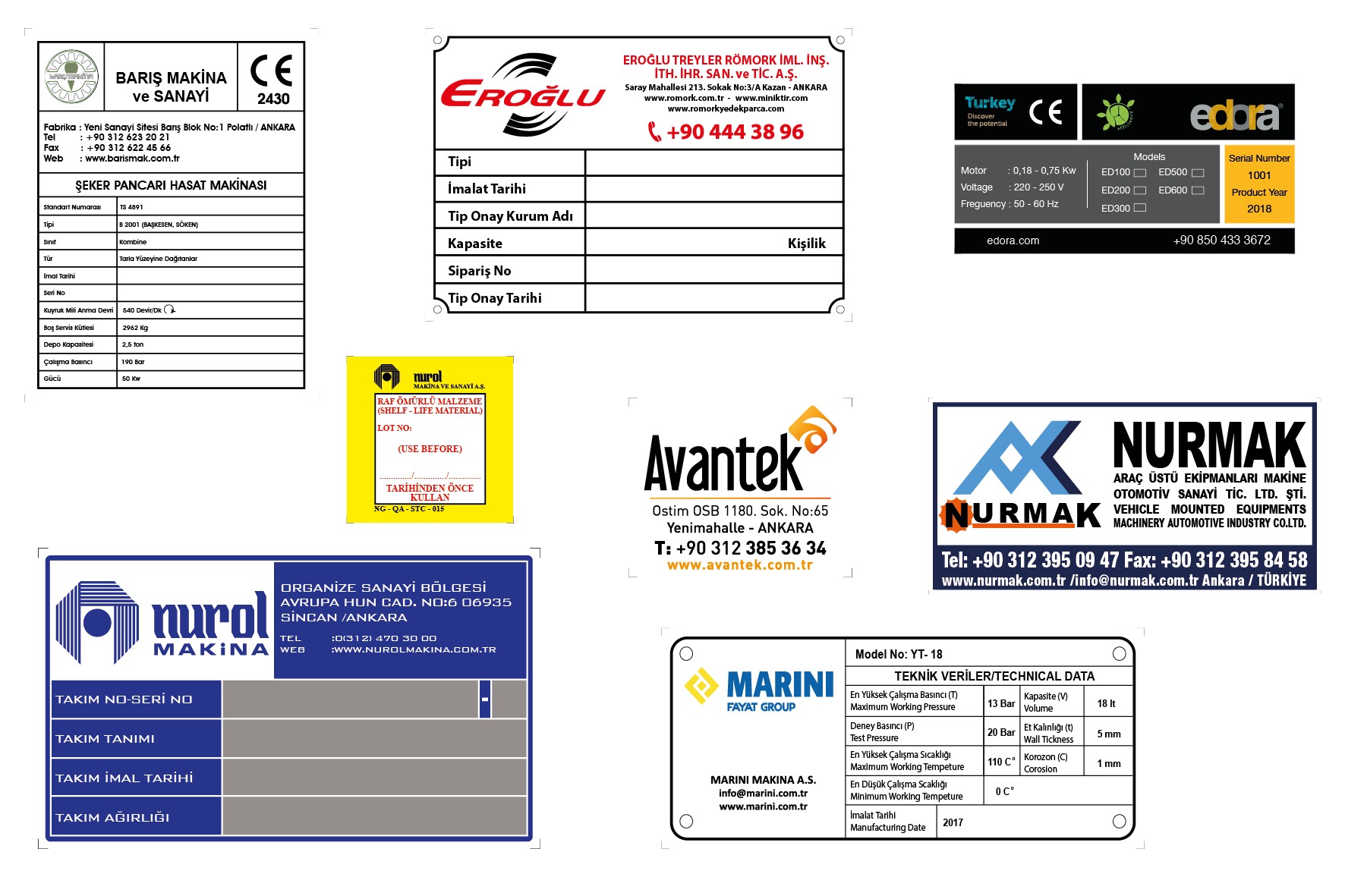 Şase Ve Teknik Veri Etiketleri