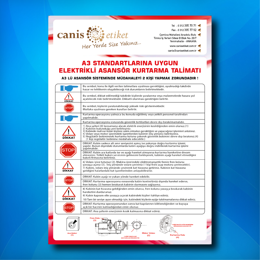 Asansör Kurtarma Talimatı Etiketi