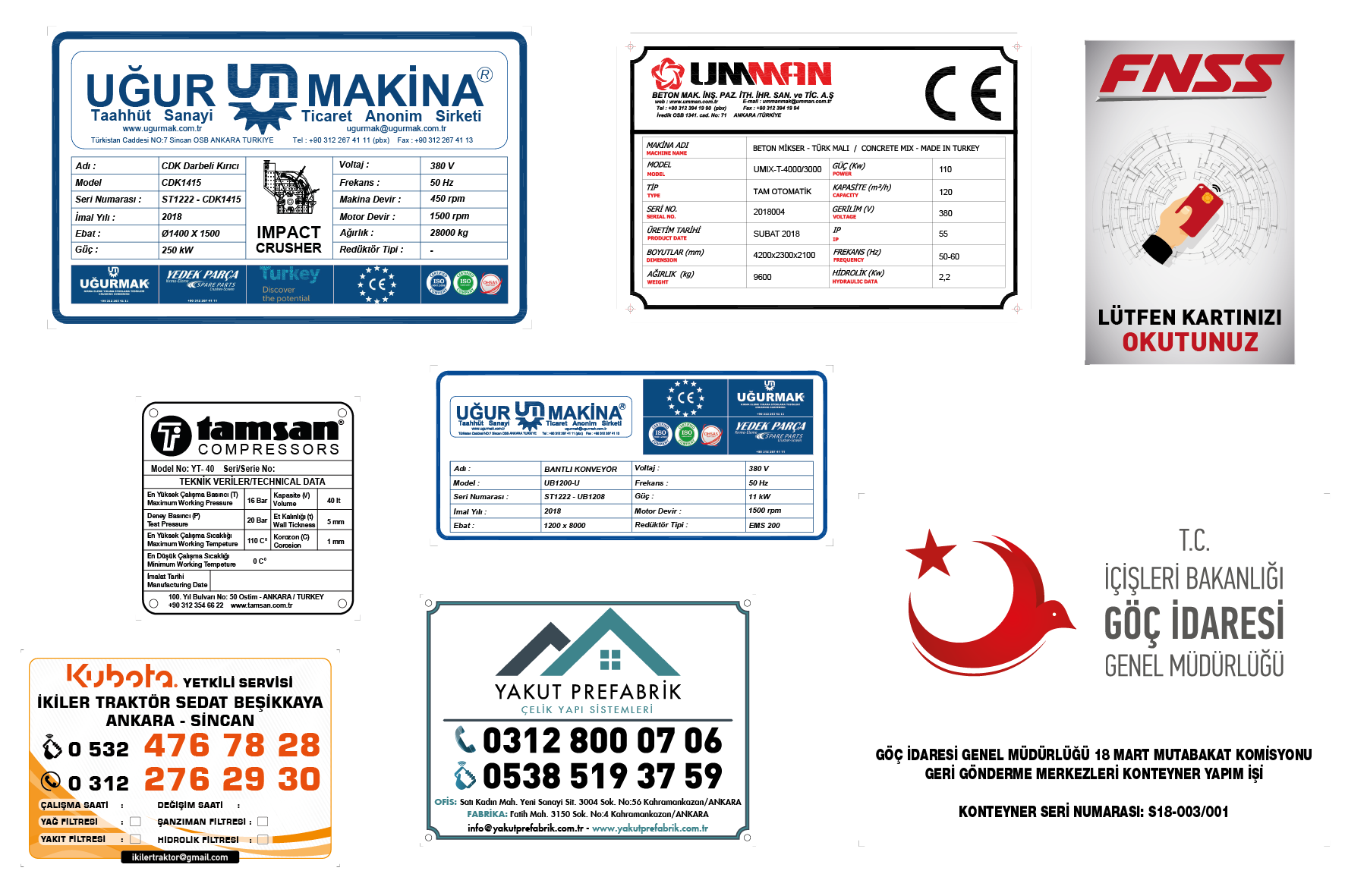 Şase Ve Teknik Veri Etiketleri