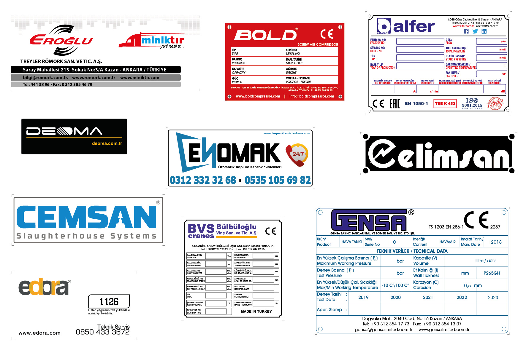 Şase Ve Teknik Veri Etiketleri