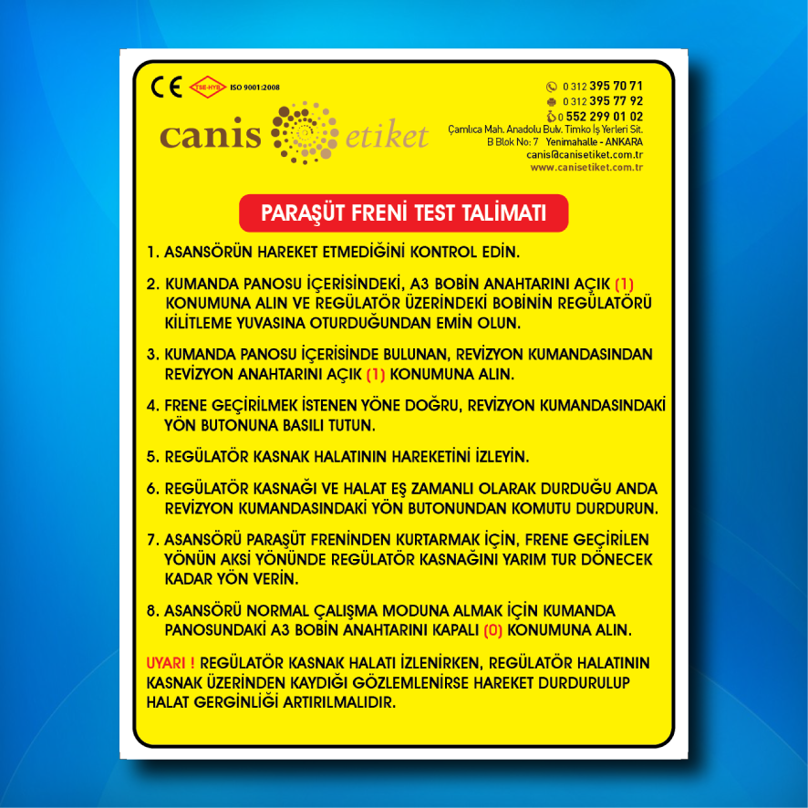 Asansör Risk Analizi Etiketi