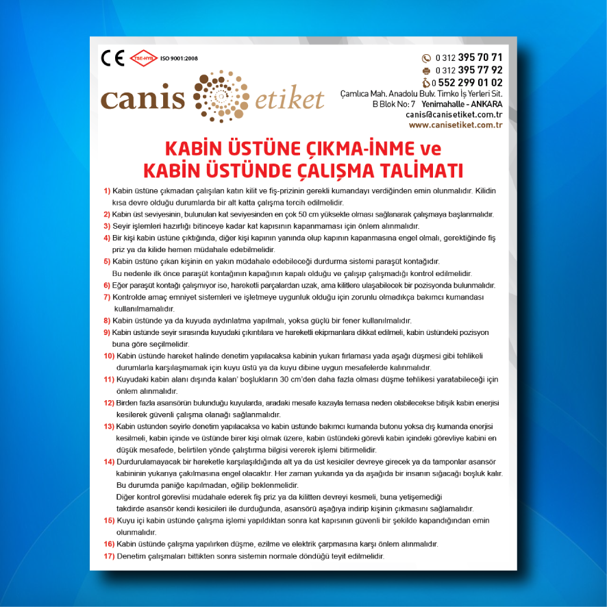 Asansör Risk Analizi Etiketi