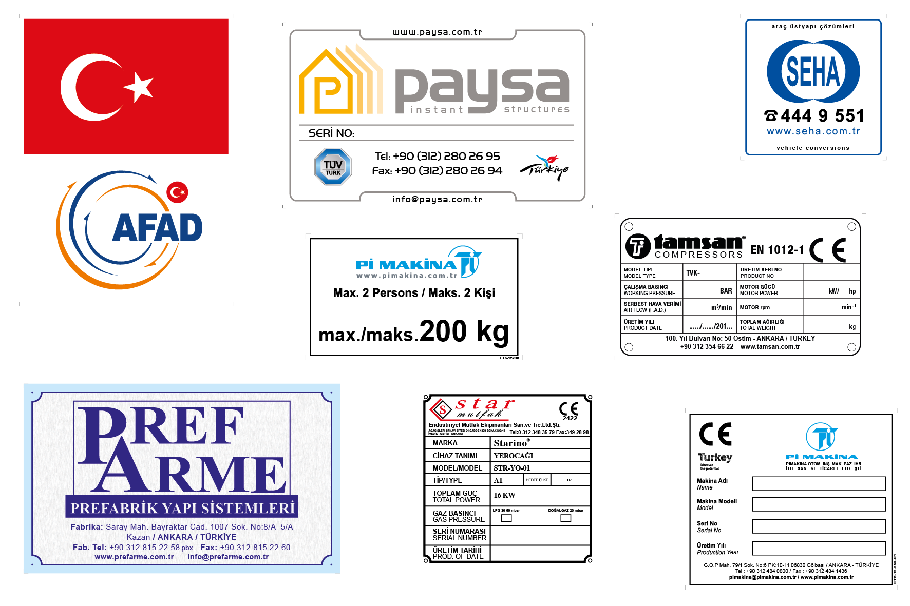 Şase Ve Teknik Veri Etiketleri