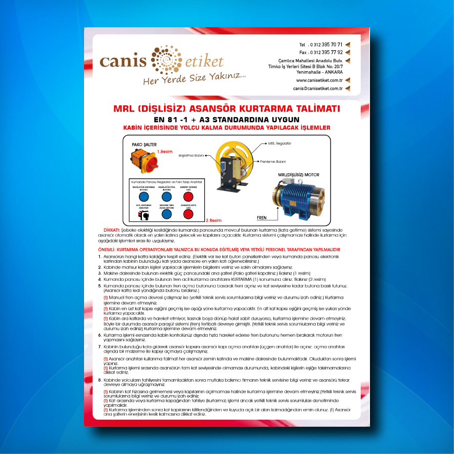 Asansör Kurtarma Talimatı Etiketi