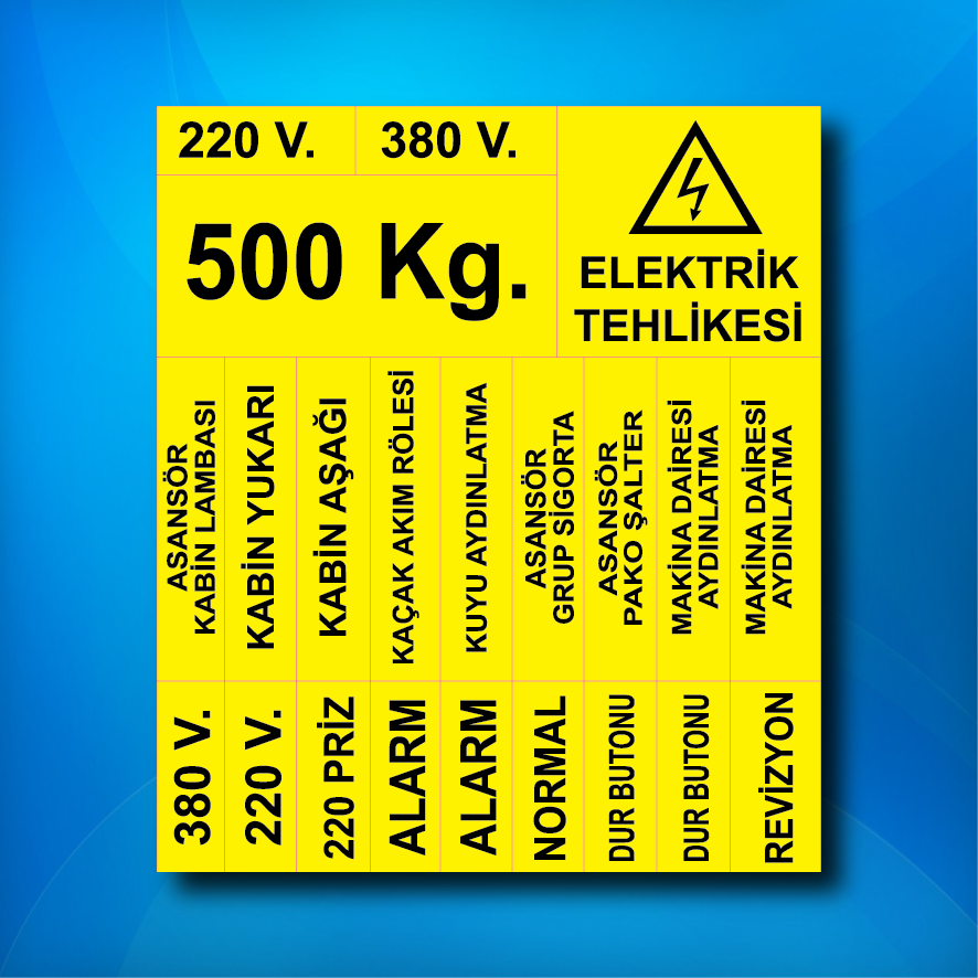 Asansör Elektrik Etiketi
