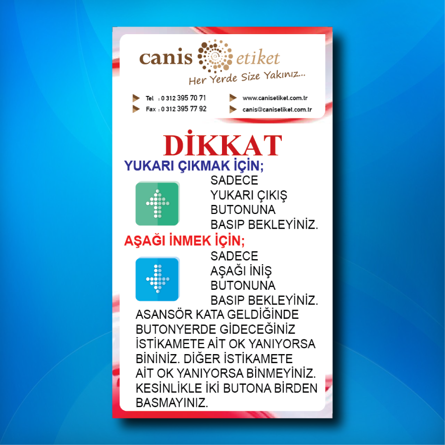 Asansör Uyarı Ve Güvenlik Etiketi