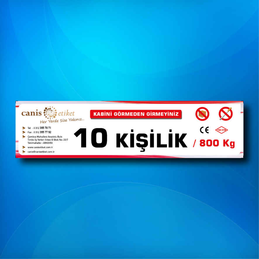 Asansör Kişi Taşıma Sınırı Etiketi