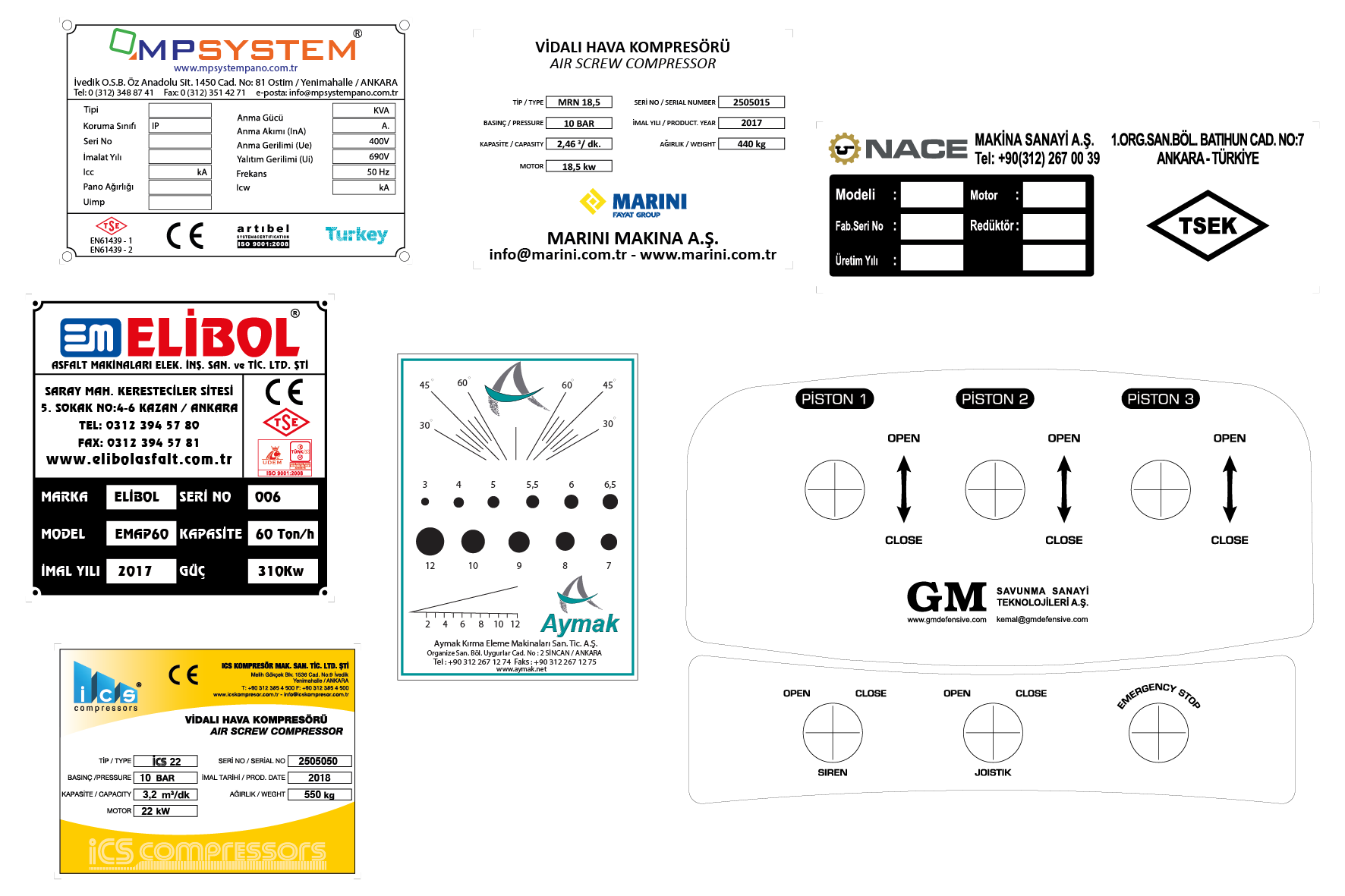 Şase Ve Teknik Veri Etiketleri