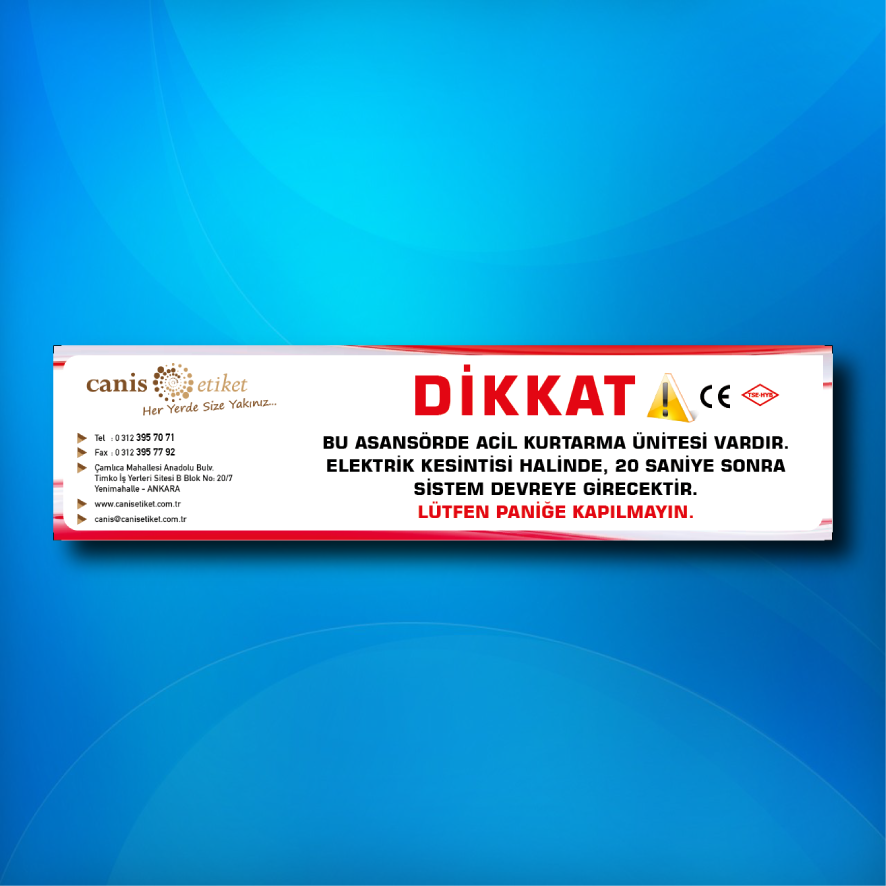 Asansör Uyarı Ve Güvenlik Etiketi