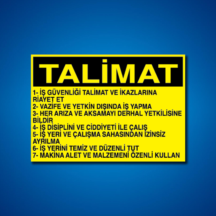 Talimatlar İş Güvenliği Etiketleri