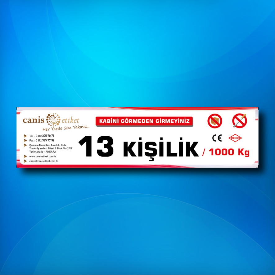 Asansör Kişi Taşıma Sınırı Etiketi