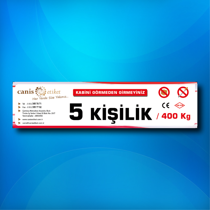 Asansör Kişi Taşıma Sınırı Etiketi