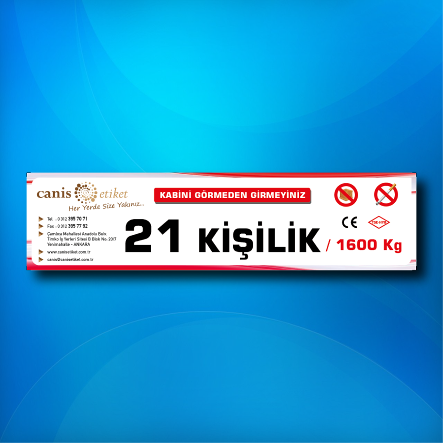 Asansör Kişi Taşıma Sınırı Etiketi