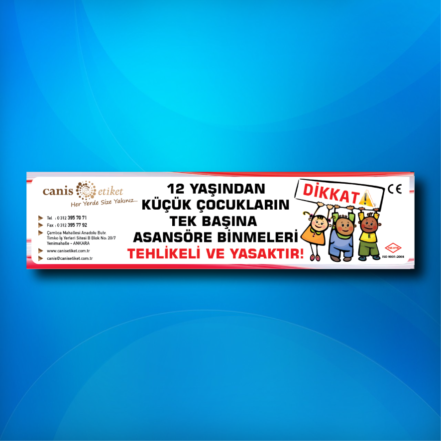 Asansör Uyarı Ve Güvenlik Etiketi